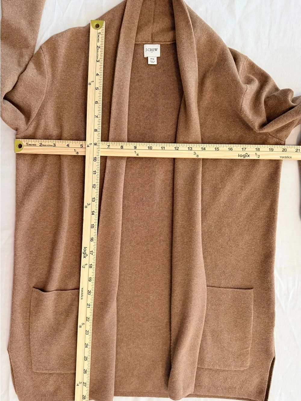 J Crew Open-Front Pocket Cardigan - Camel Small Petite